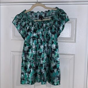 Limited Green Pattern Blouse, versatile neckline💚